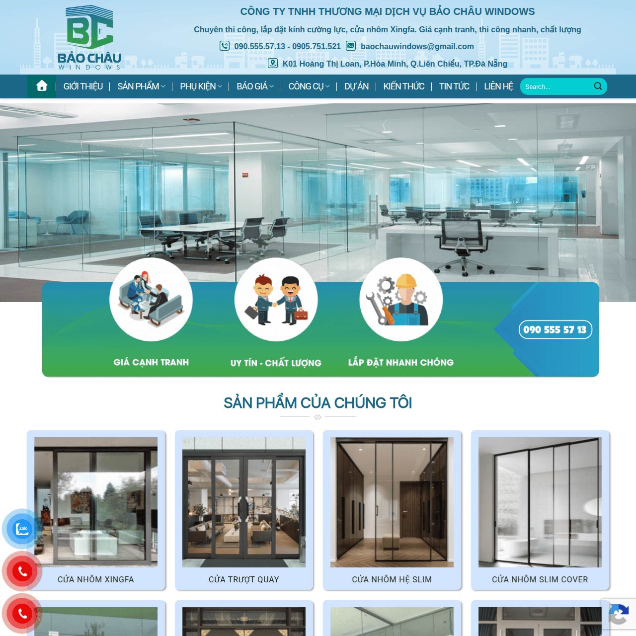 Mẫu website kính cường lực, cửa nhôm Xingfa Mẫu website kính cường lực, cửa nhôm Xingfa