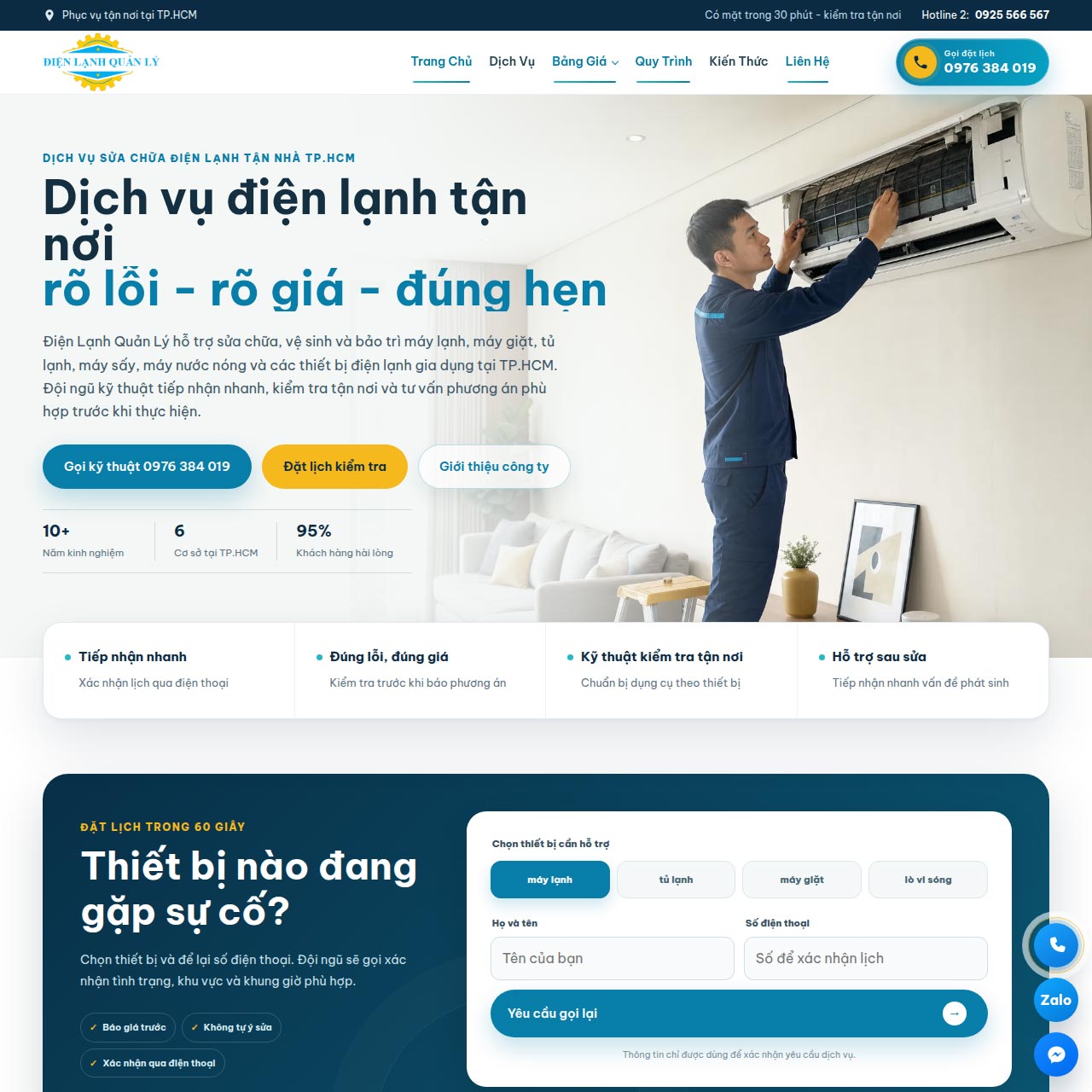 Website dịch vụ điện lạnh hiện đại, dễ sử dụng Website dịch vụ điện lạnh hiện đại, dễ sử dụng